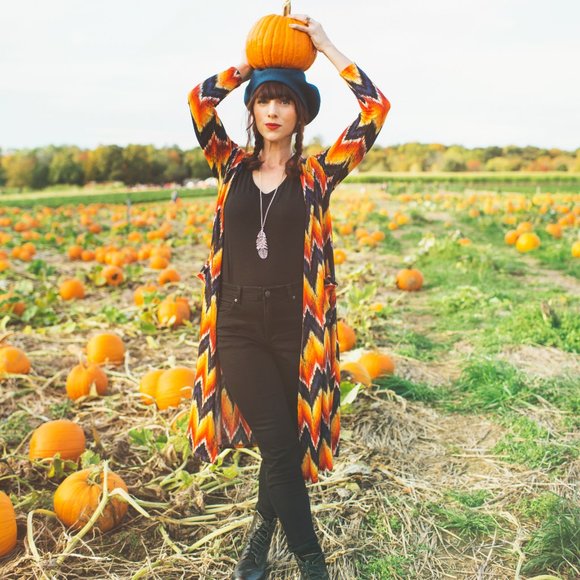 Orange, Yellow & Blue Chevron Duster Cardigan! - Picture 2 of 2